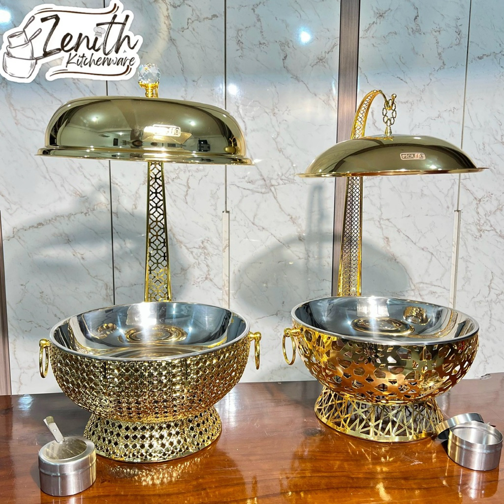 CHAFING DISH/ HANGING DISH PICASSO PREMIUM GOLD DOME/ HANGING DISH PICASSO BULAT NET DAN UKIR GOLD 8