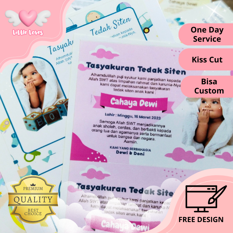 

Kartu/Stiker Tasyakuran Tedak Siten, Turun Tanah, Tedhak Siten Perlembar