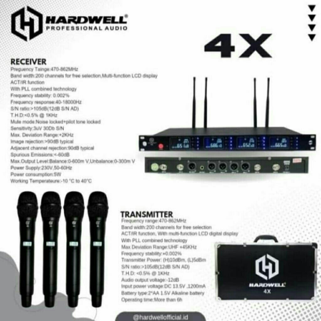 Mic Wireless Hardwell 4X Free Hardcase ORIGINAL