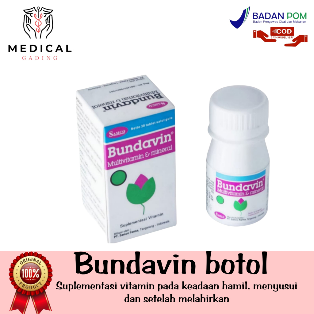 Bundavin Botol 30 Tablet - Multivitamin Ibu Hamil Menyusui