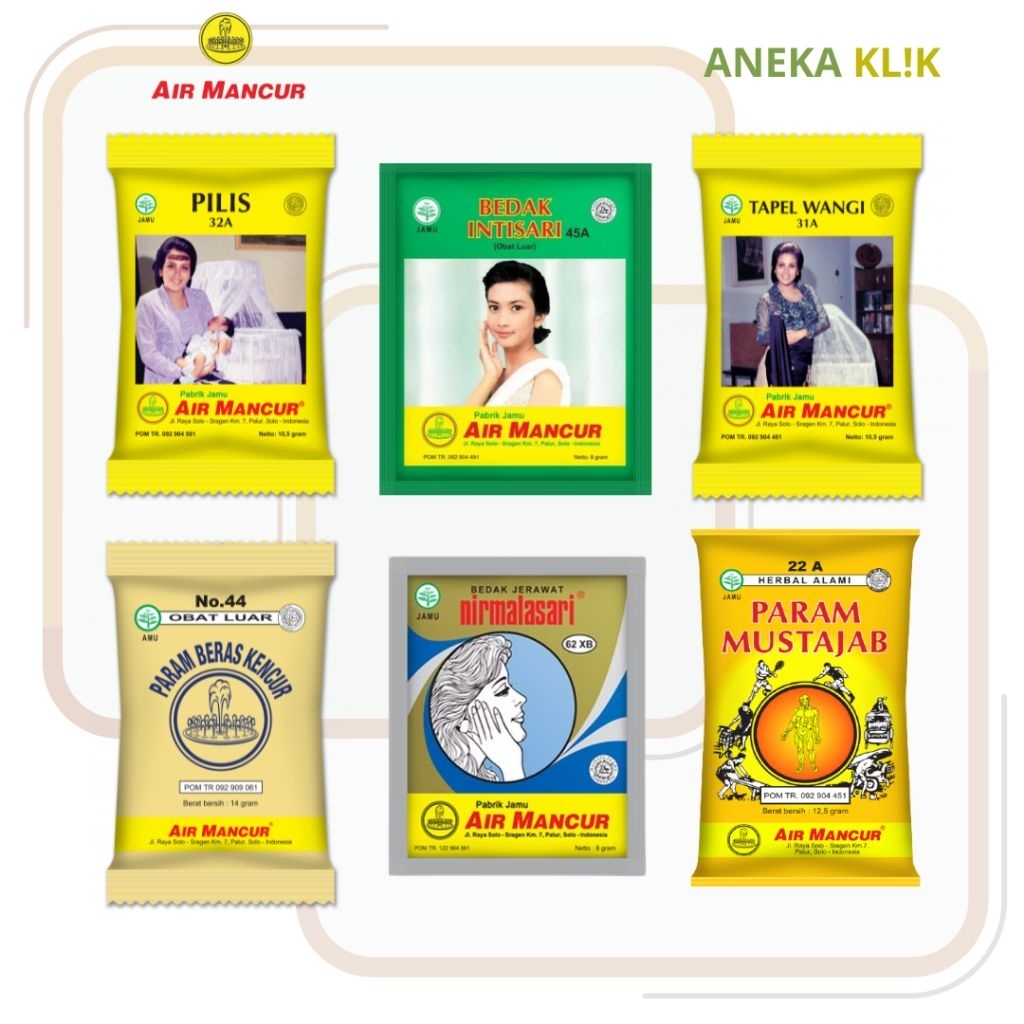 PILIS/TAPEL WANGI/PAREM BERAS KENCUR/PAREM MUSTAJAB/PARAM HABIS MELAHIRKAN AIR MANCUR/BEDAK DINGIN I