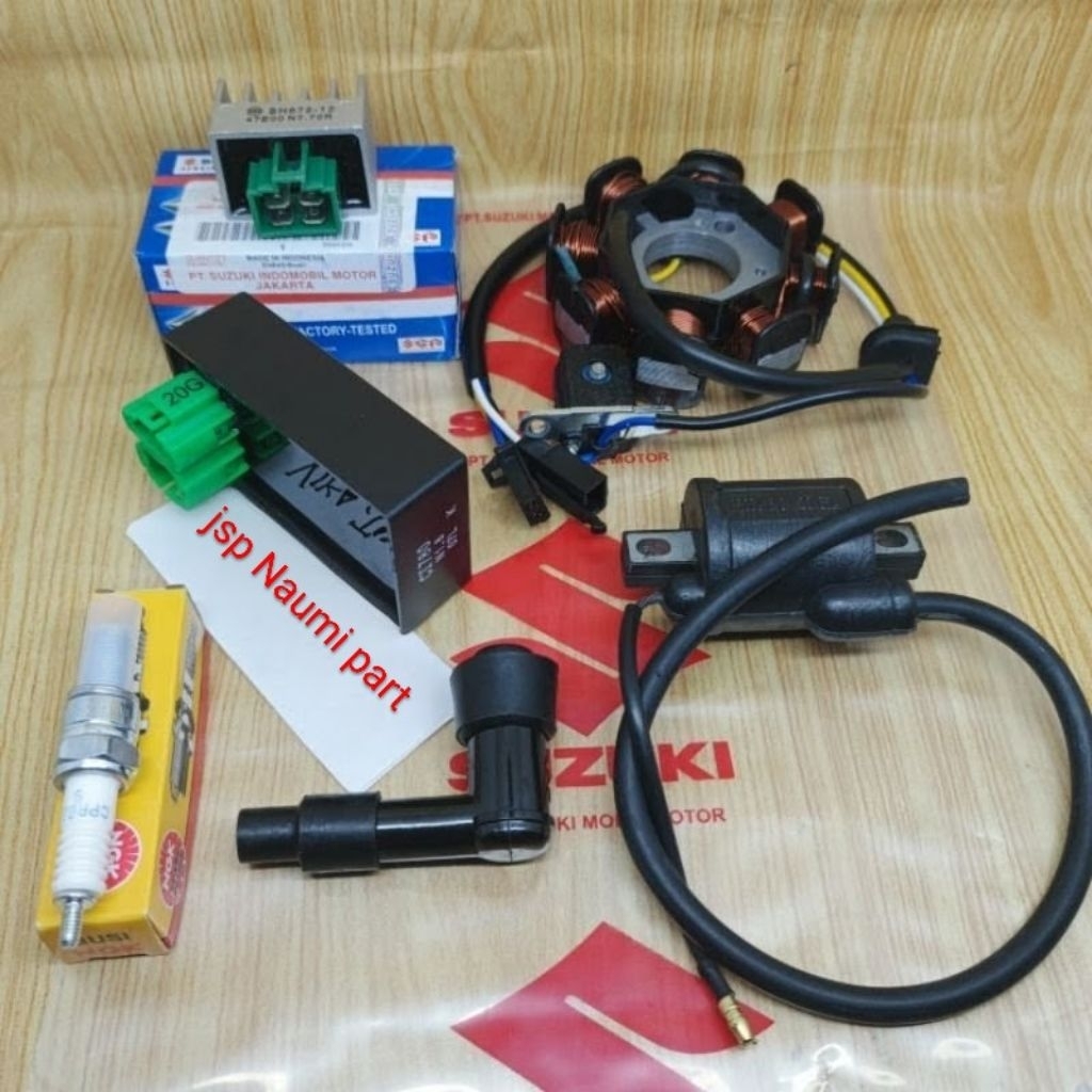 PAKET PENGAPIAN 6ITEM LENGKAP SPUL CDI KOIL KIPROK SUZUKI SHOGUN SP 125 SHOGUN 125 ORI