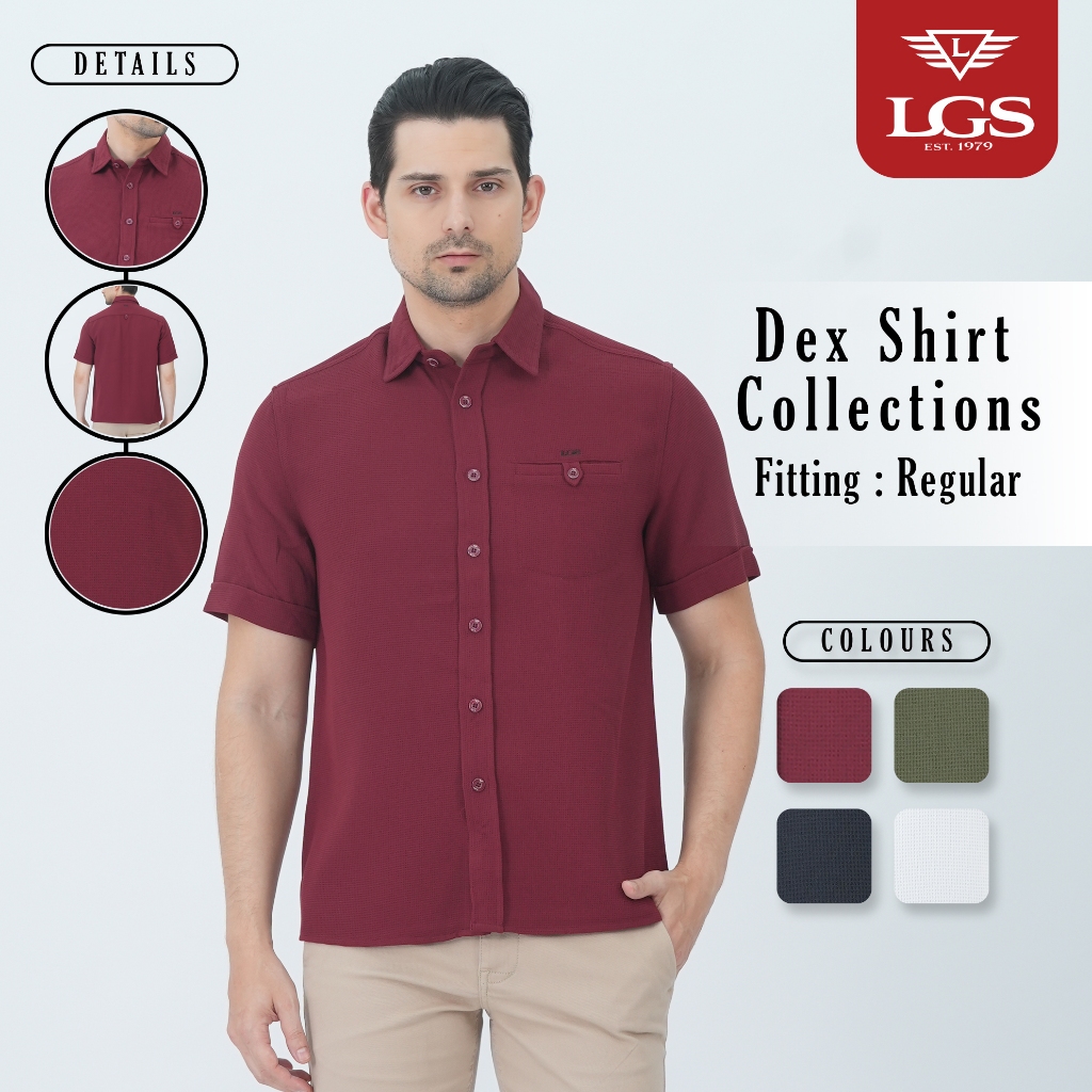 LGS - Kemeja Dex Casual Pria - Wrinkle-free - Motif Polos - Regular Fit