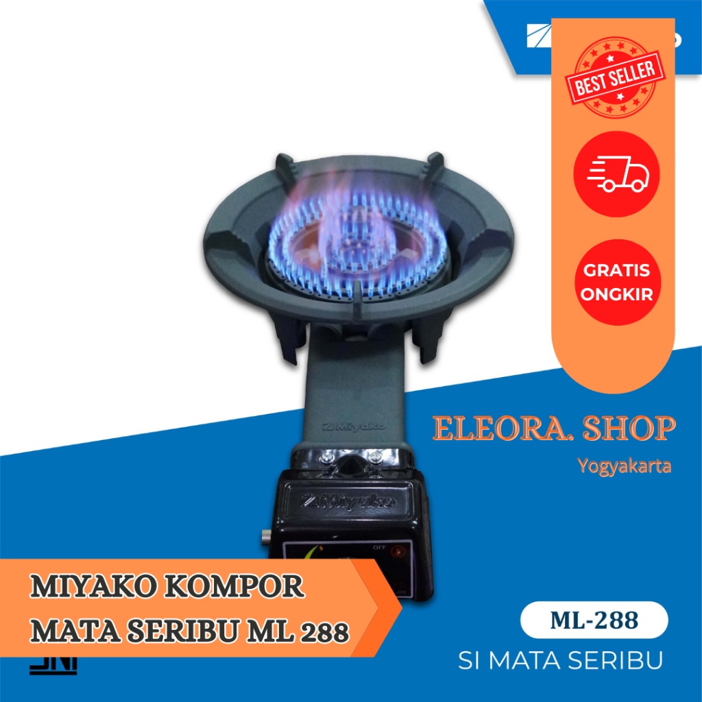MIYAKO KOMPOR MAWAR PAKET + SELANG + REGULATOR 1 TUNGKU ML-288/ML288/ ML 288