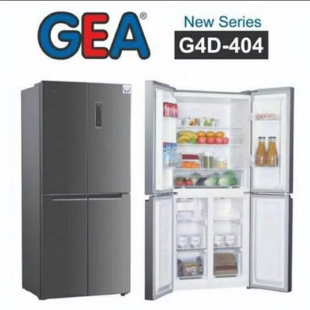 KULKAS SIDE BY SIDE GEA G4D-404 R INOX NEW, KULKAS GEA 4 PINTU G4D-404R