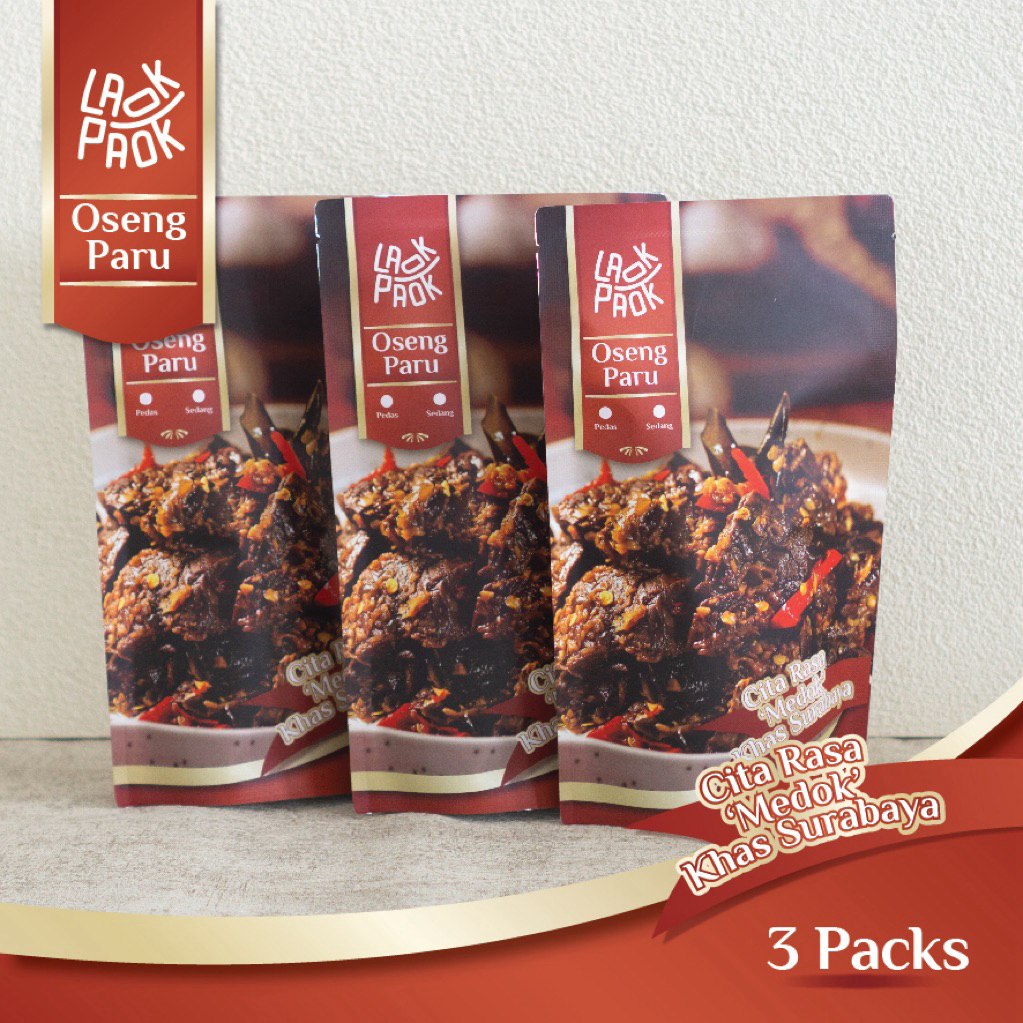 

Laok Paok - Paket Oseng Paru Sapi Gurih Pedas 3 Pack - 200gr per pack / Lauk Makanan Siap Saji