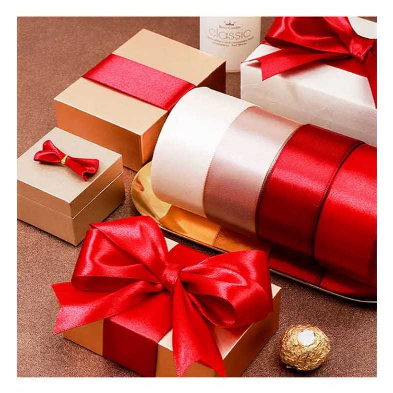 

[ 1 Meter ] 4 CM Pita Satin Import 1.5 Inch Bahan Buket Bunga Hampers Souvenir Wedding Gift