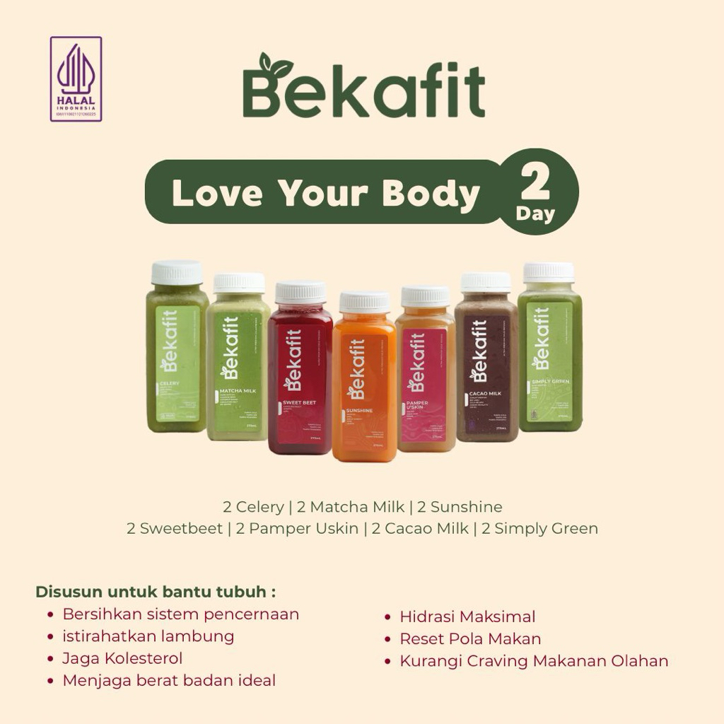 

Bekafit Love Your Body Detox 2 Hari Cold Pressed Juice - Jus Sehat Alami