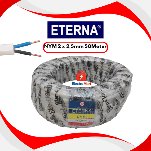 Kabel Eterna Nym 2x2.5mm 50m SNI - Kabel Eterna 2x2,5mm Kawat Tembaga NYM - Kabel Eterna 2x2,5mm Kaw