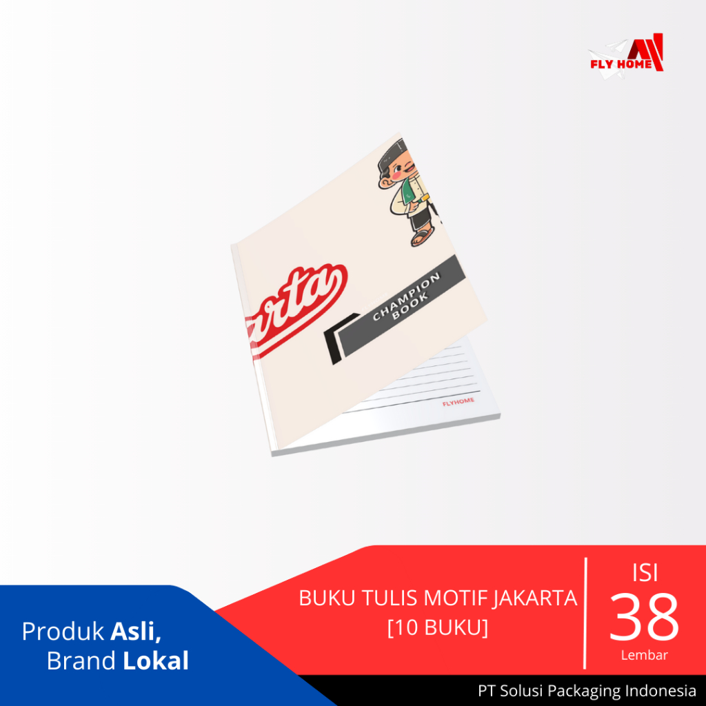 

FLYHOME Buku tulis 1 pack [10 buku] 38 lembar 16x21 tebal 75gsm buku sekolah motif JAKARTA