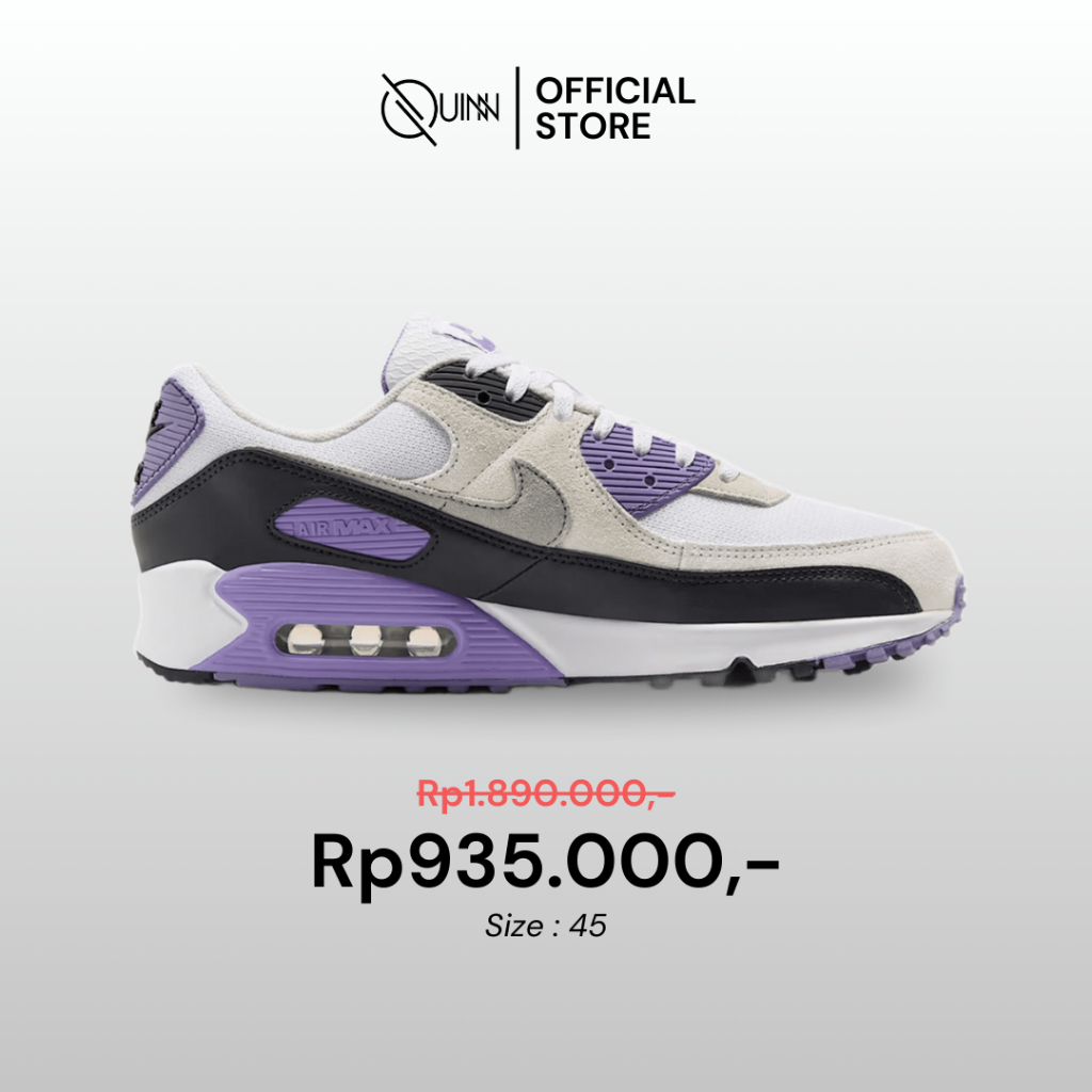 Nike Air Max 90 Light Smoke Grey Dusty Amethyst / Sepatu Sneakers Olahraga Pria
