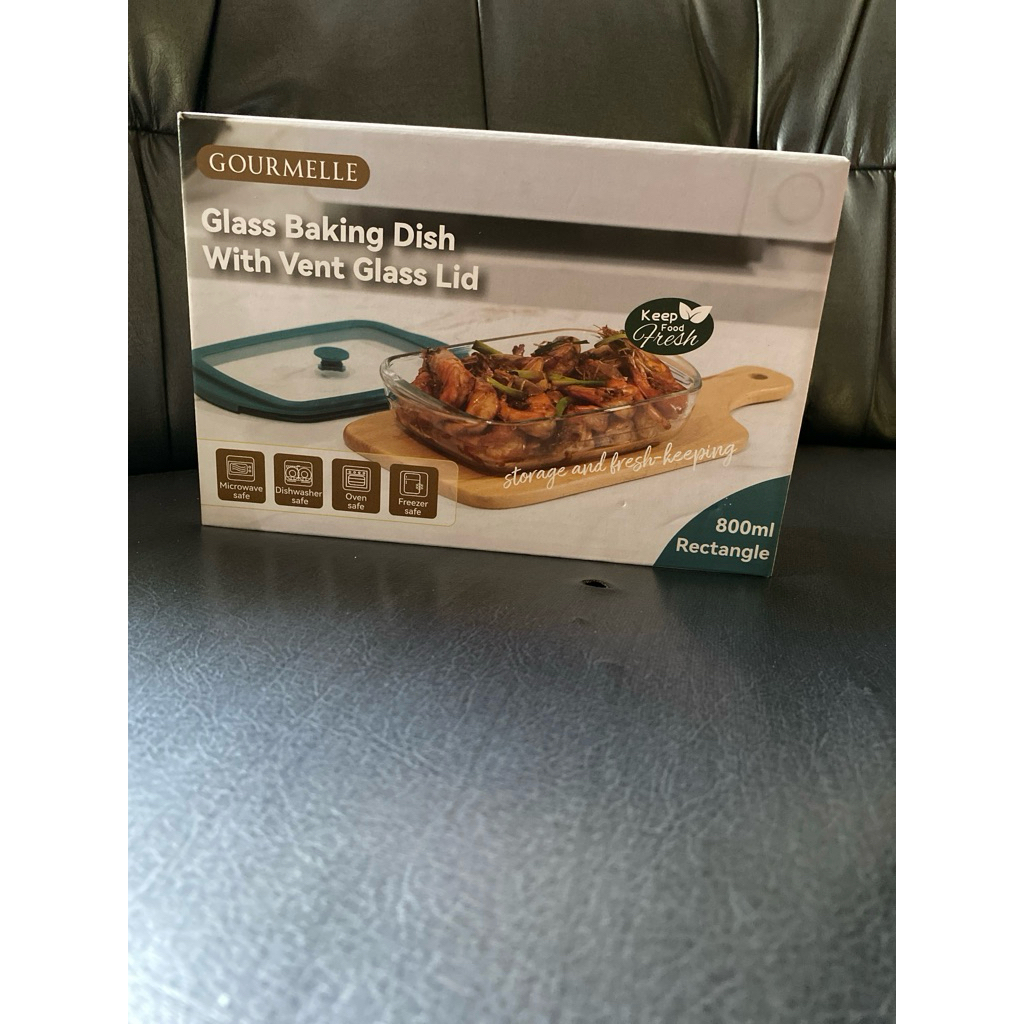 GOURMELLE GLASS BAKING DISH WITH VENT GLASS LID 800 ml RECTANGLE