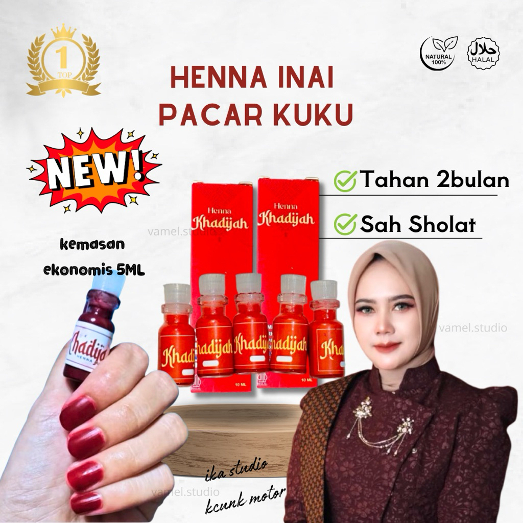 (TERLARIS)3ML Henna Inai Pacar Kuku Halal Sah Sholat Tahan Lama kuku tahan lama cantik