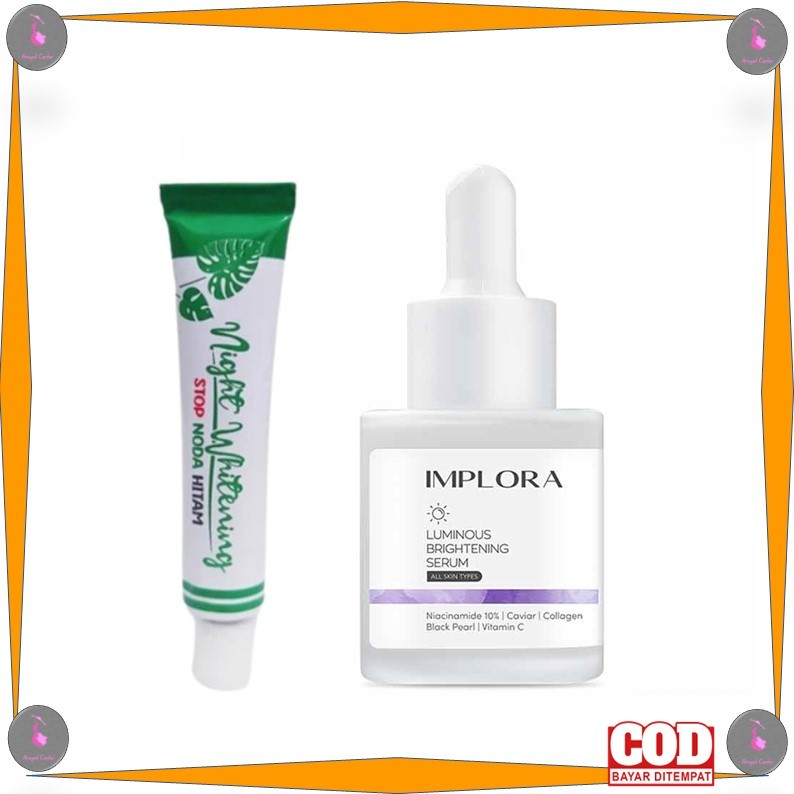 PAKET CREAM / SALEP PENGHILANG FLEK HITAM DI WAJAH DAN Serum implora LUMINOUS BRIGHTENING