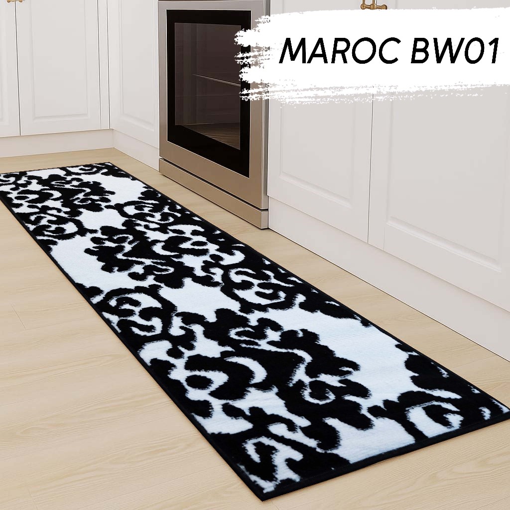 MAROC Karpet 80x200cm BW01 Monokrom Local, Karpet Lantai, Karpet Bulu