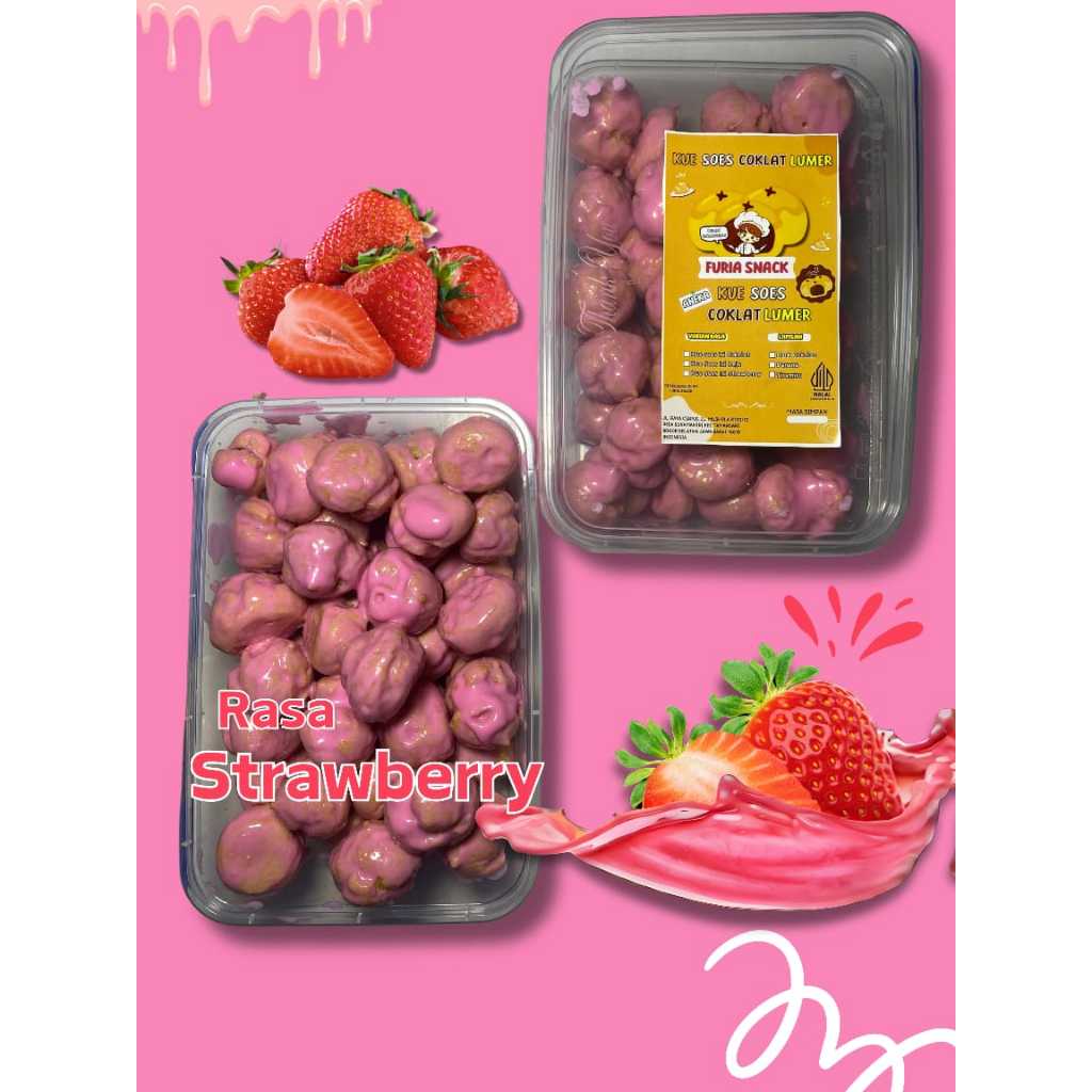 

COD Soes Lumer Rasa Stawberry Kue Sus Kering Lapisan Strawberry