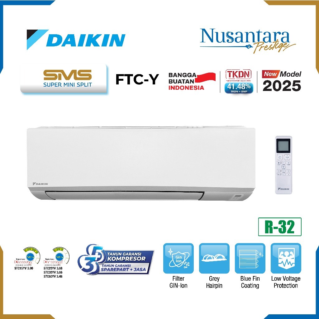 DAIKIN AC SPLIT STANDARD INDONESIA 1PK 1 PK R32 FTC-25YV14