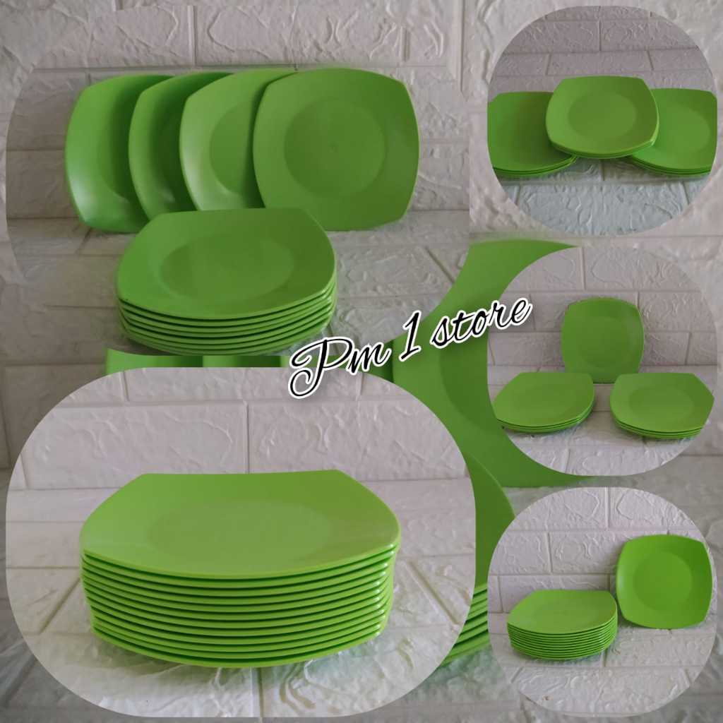 1Lusin Piring Plastik Segi kecil Murah Foodgrade Piring kecil Pelastik