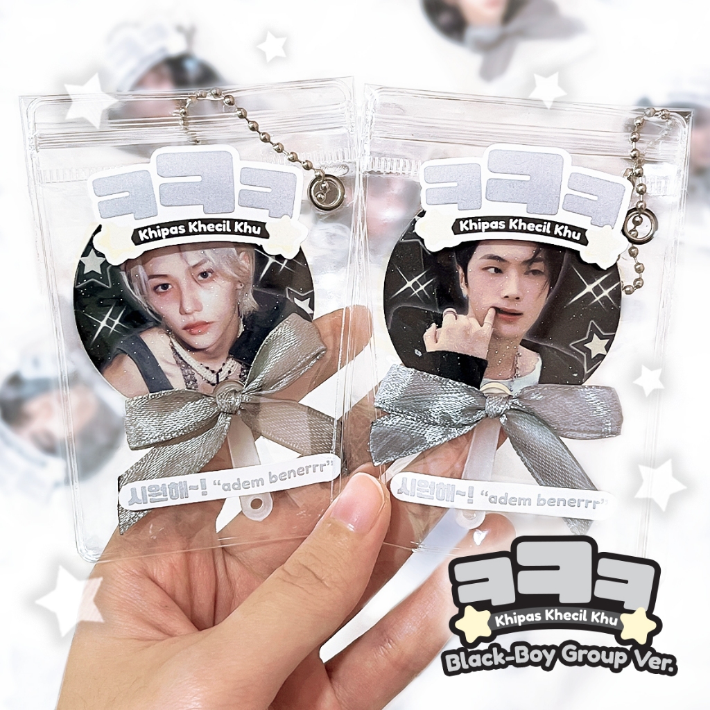 Black Pearl Boy (KKK) Uchiwa Mini Keychain FANMADE Felix Jake Sunghoon DK Hyunjin Keonho James Juhoo
