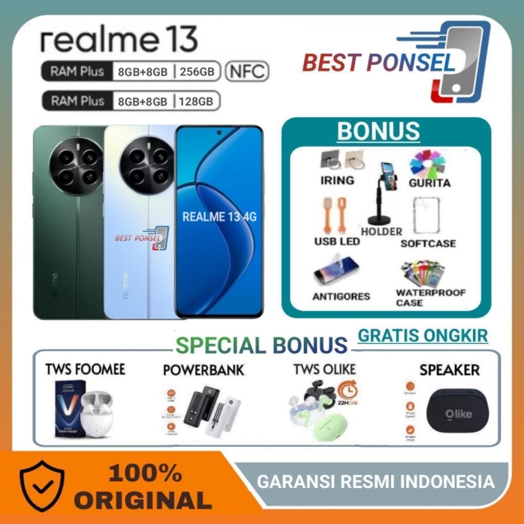 REALME 13 NFC RAM8/256GB | REALME 13 NFC RAM 8/128 GB GARANSI RESMI REALME INDONESIA