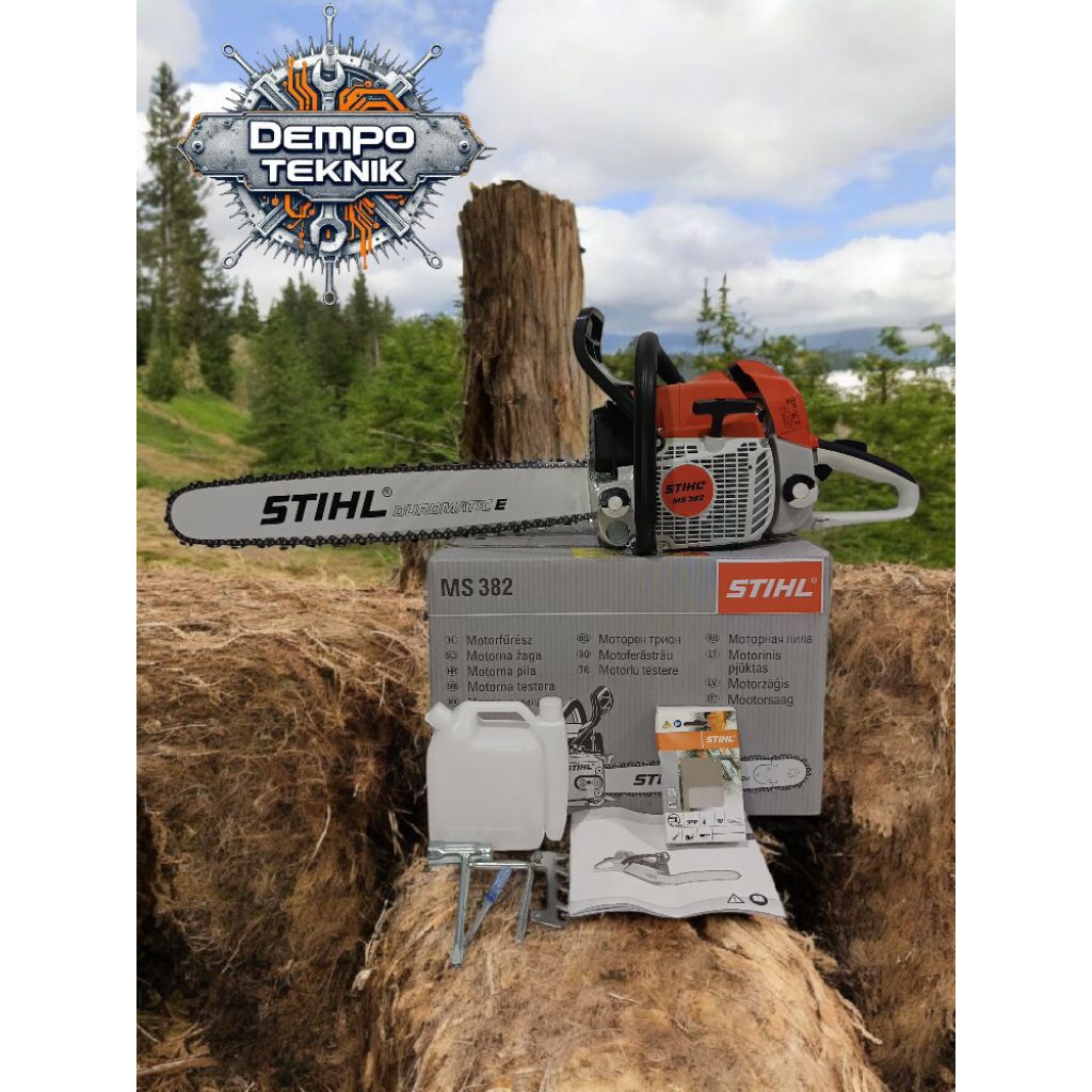 CHAINSAW STIHL MS 382 BAR 25 INCHI BAJA LASER TIP RANTAI 42T KOMPLIT FULL SET SIAP PAKAI ORIGINAL GE