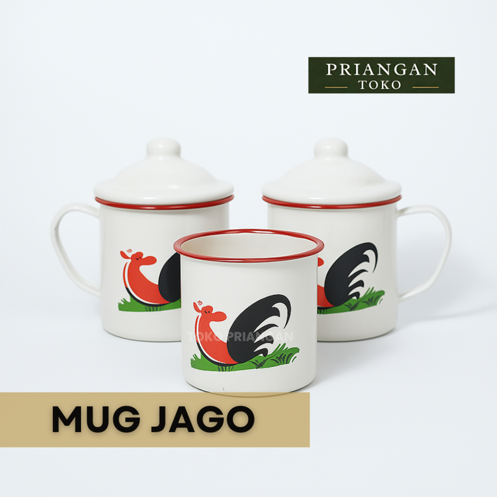 Mug Jago 8 cm / Mug Enamel Ayam Jago / Cangkir Ayam / Mug Enamel Roaster / Roaster Cup 1 Paket Mug +