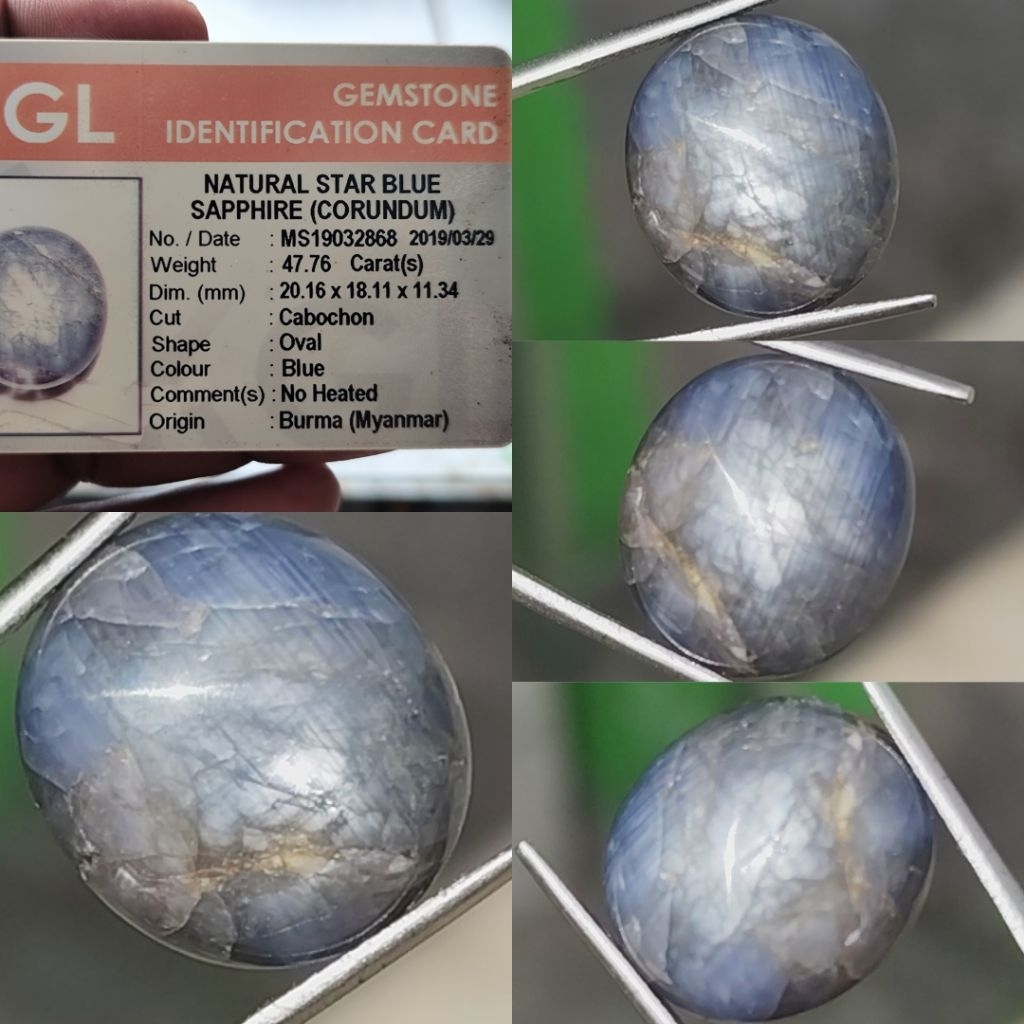 NATURAL STAR BLUE SAPPHIRE BURMA 47.76 CTS HQ