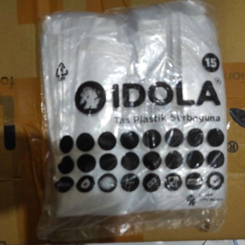 Kantong Plastik Bening uk 15 Idola Hitam (250gr/ +- 69 lembar) / Kresek PEX 15 Idola Hitam / Tas Pla