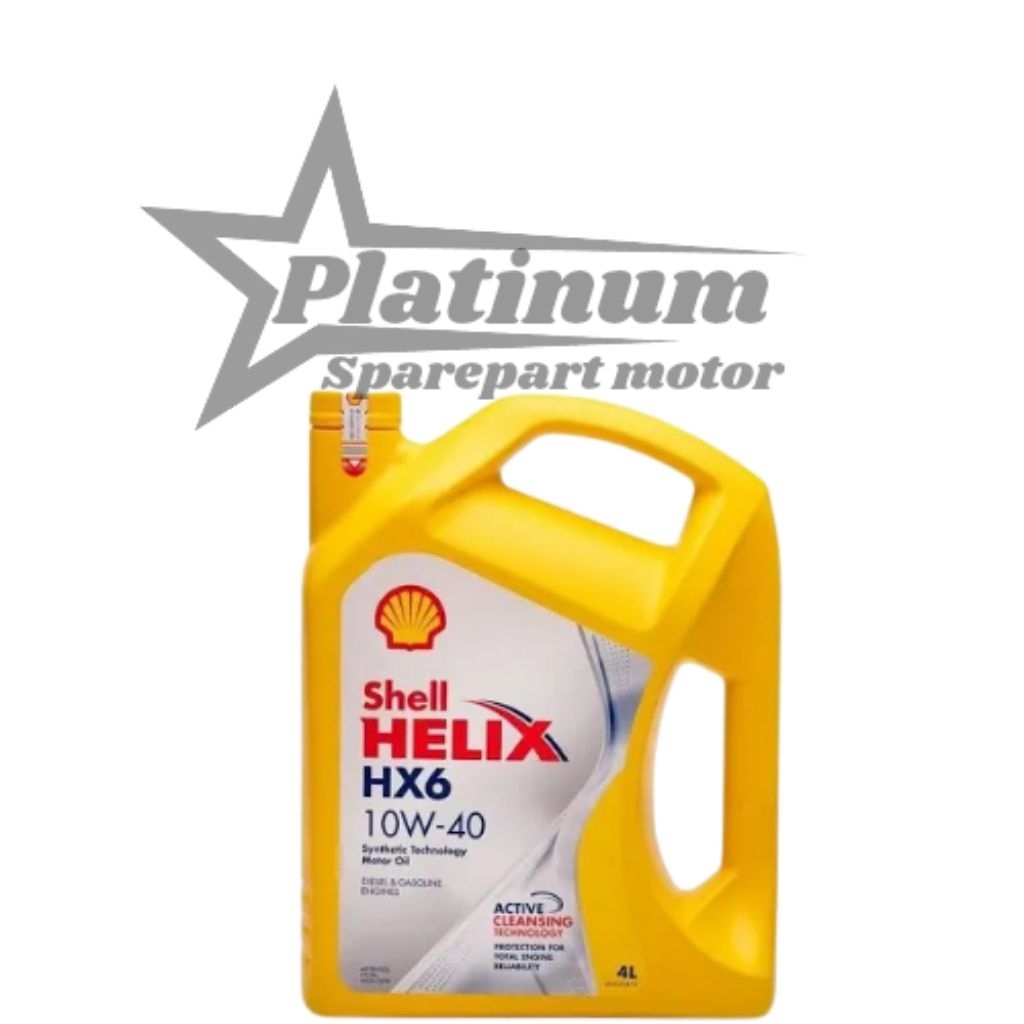 oli mesin mobil shell helix hx6 sae 10w-4 kemasan 4Liter bensin,diesel