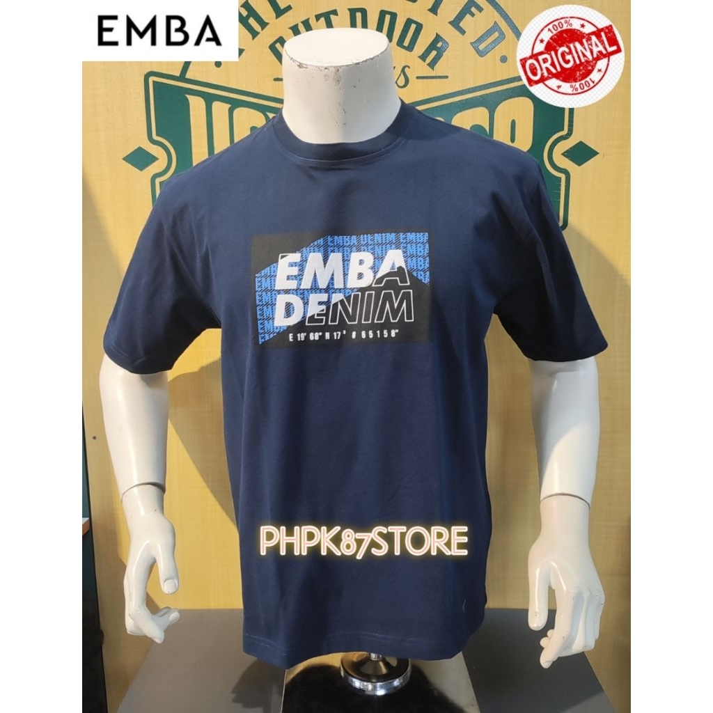 KAOS PENDEK PRIA PRINT MEREK EMBA DENIM ORIGINAL