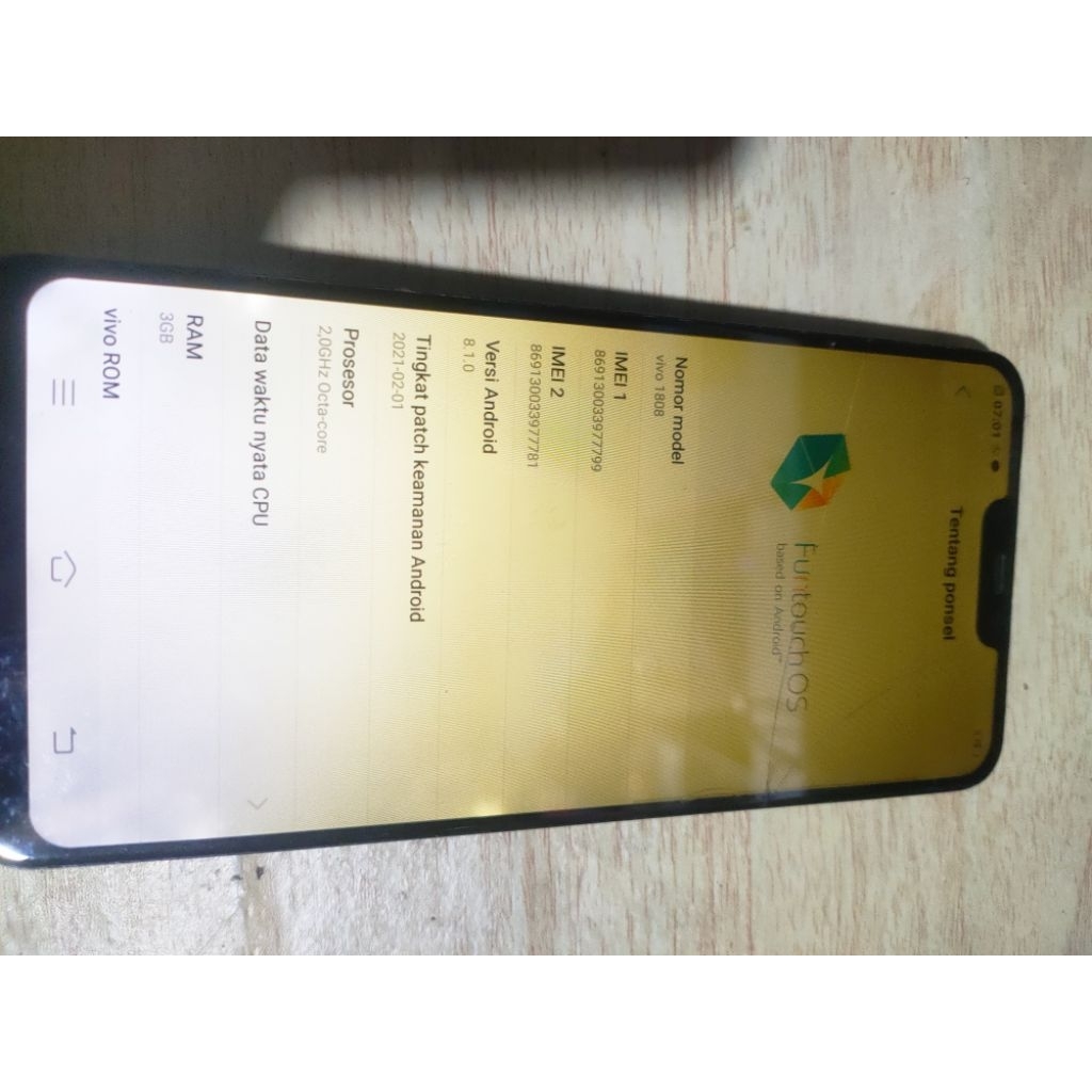 mesin Vivo y81i ram 3/32 pcb hitam original normal garansi no pola tes ted