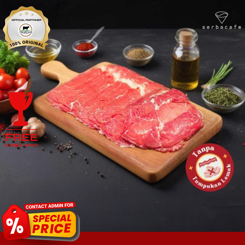 

Hijrahfood Slice Beef Ekonomis Less Fat Daging Sapi iris Shabu/Sukiyaki/Yakiniku (500 gr)