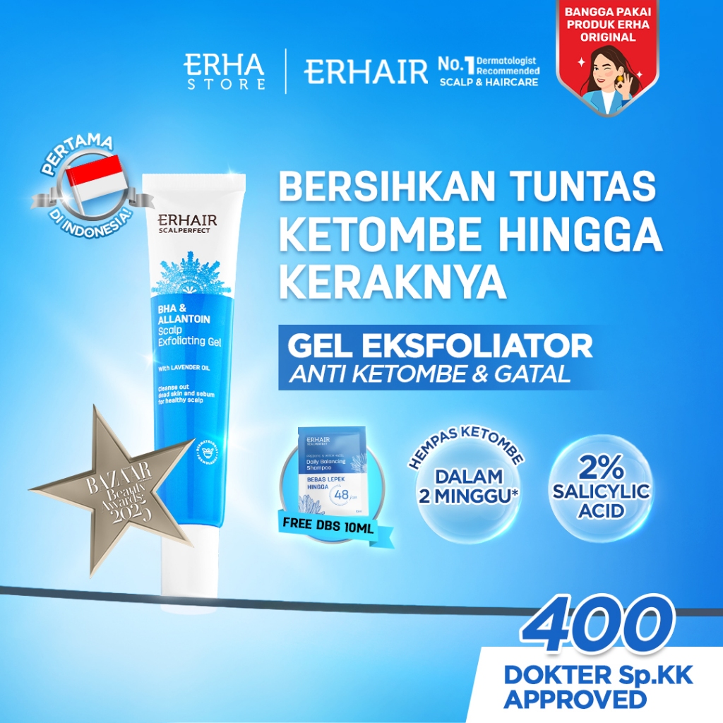 ERHAIR Scalperfect BHA & Allantoin Scalp Exfoliating Gel 30g - Gel eksfoliasi kulit kepala Anti Keto