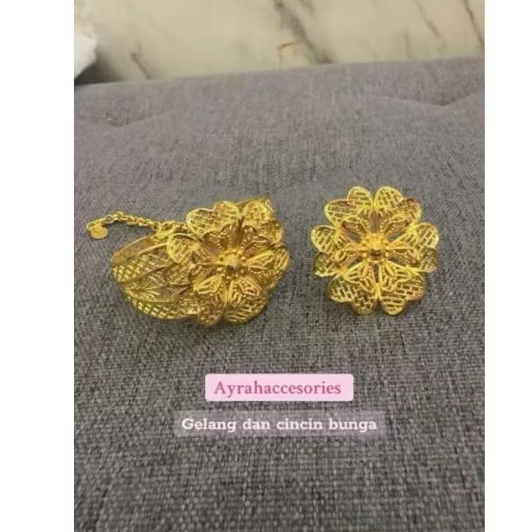 gelang & cc bunga teratai Bangkok lapisan emas 24 k
