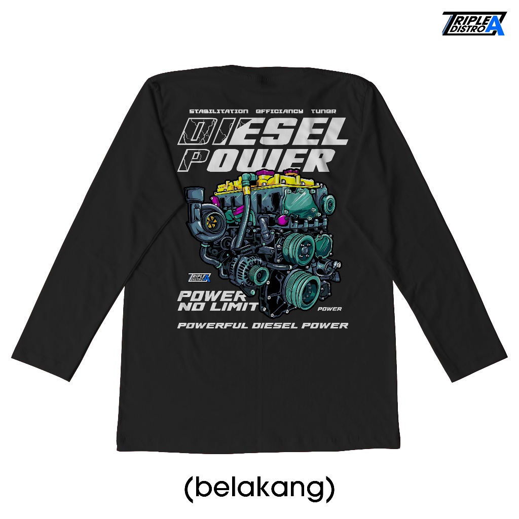 Kaos Lengan Panjang Diesel Power Kaos Otomotif Katun Combed 30s Sablon DTF