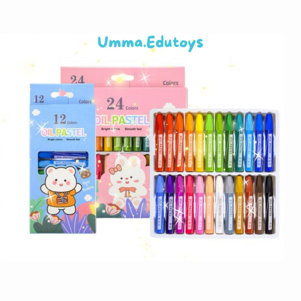 

Umma.Edutoys Crayon Oil Pastel 24 Warna Dengan Gambar Kartun Lucu Aesthetic