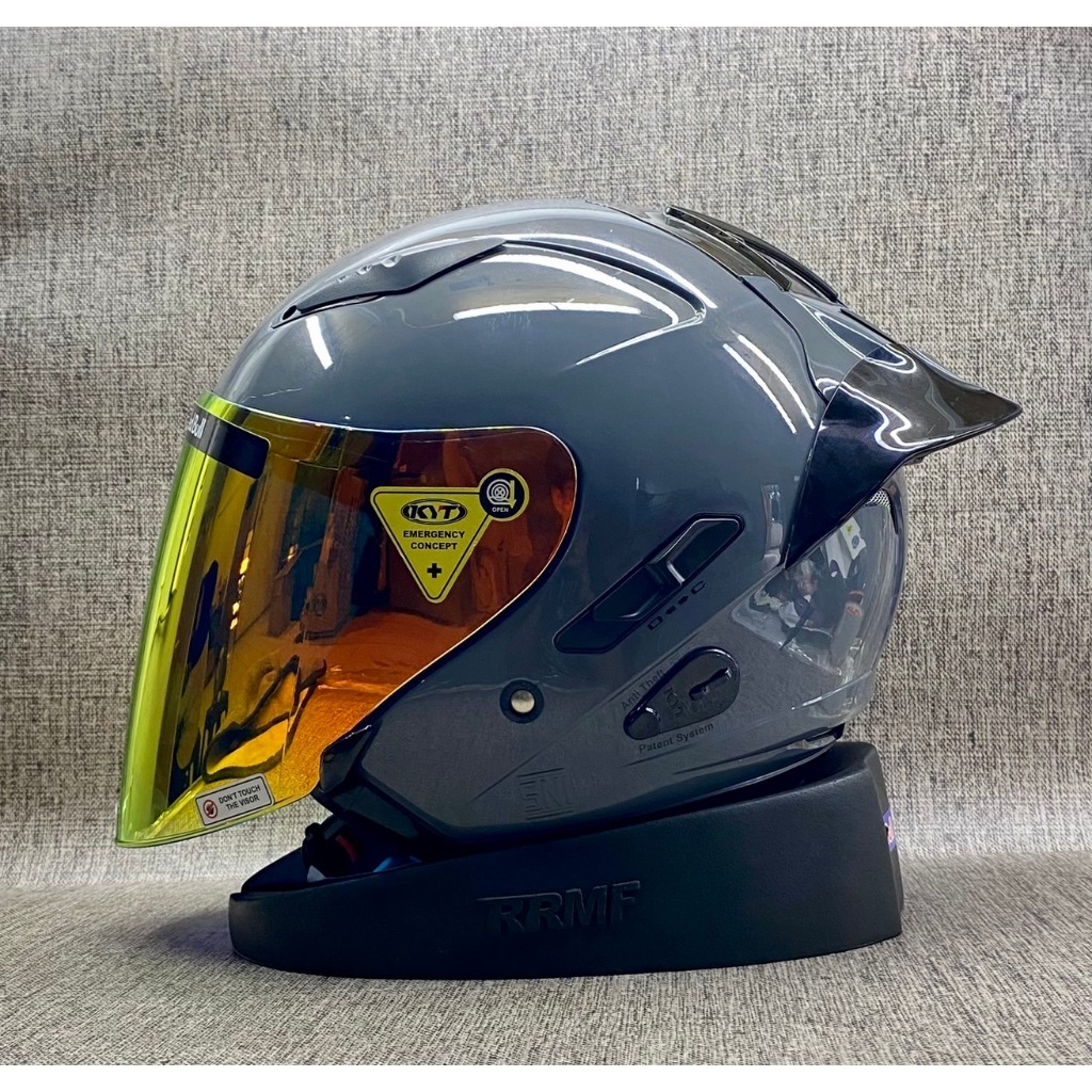 KYT GALAXY FLAT R SOLID GREY GLOSSY PAKET GANTENG VISOR IRIDIUM HELM KYT GALAXY SLIDE FLAT R DOUBLE 