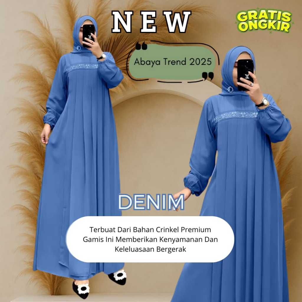 Gamis Abaya Bahan Crinkle Airflow Premium Variasi Renda/Payet