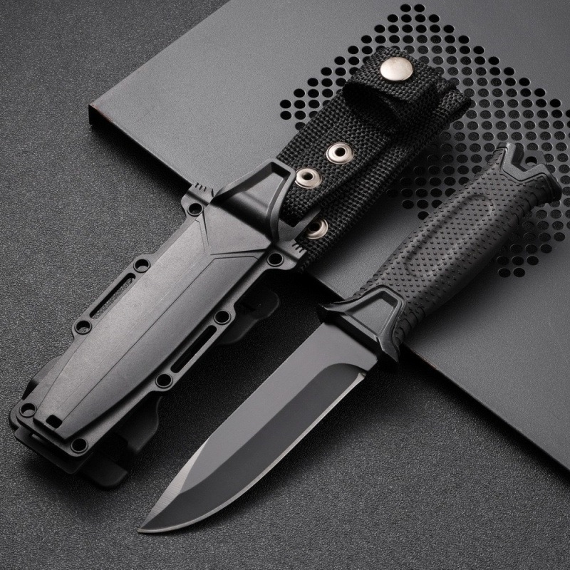 Slyz Pisau Outdoor Survival Straight Knife With Holster Slyz50 - Hitam