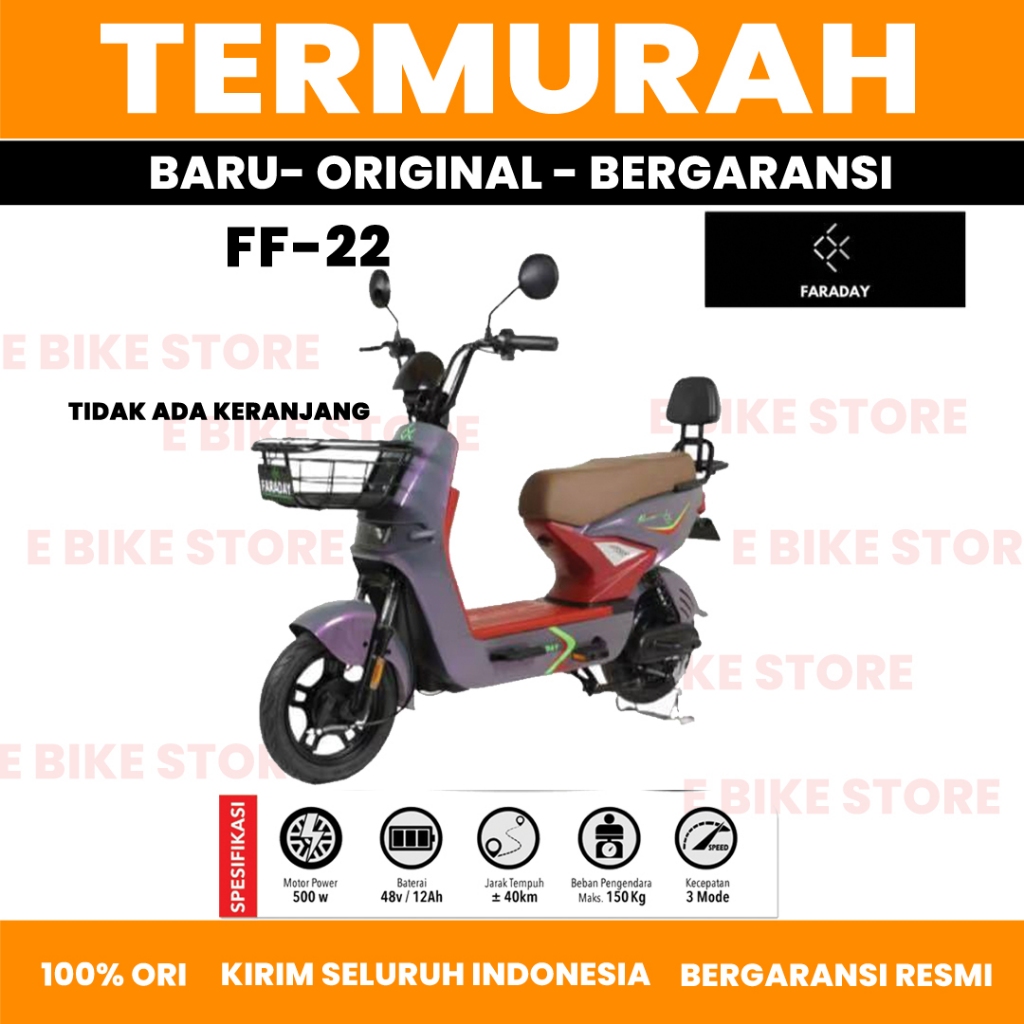 Sepeda Listrik FARADAY FF 22 48V 500W Garansi Resmi VARIAN TERBARU TIDAK ADA KERANJANG