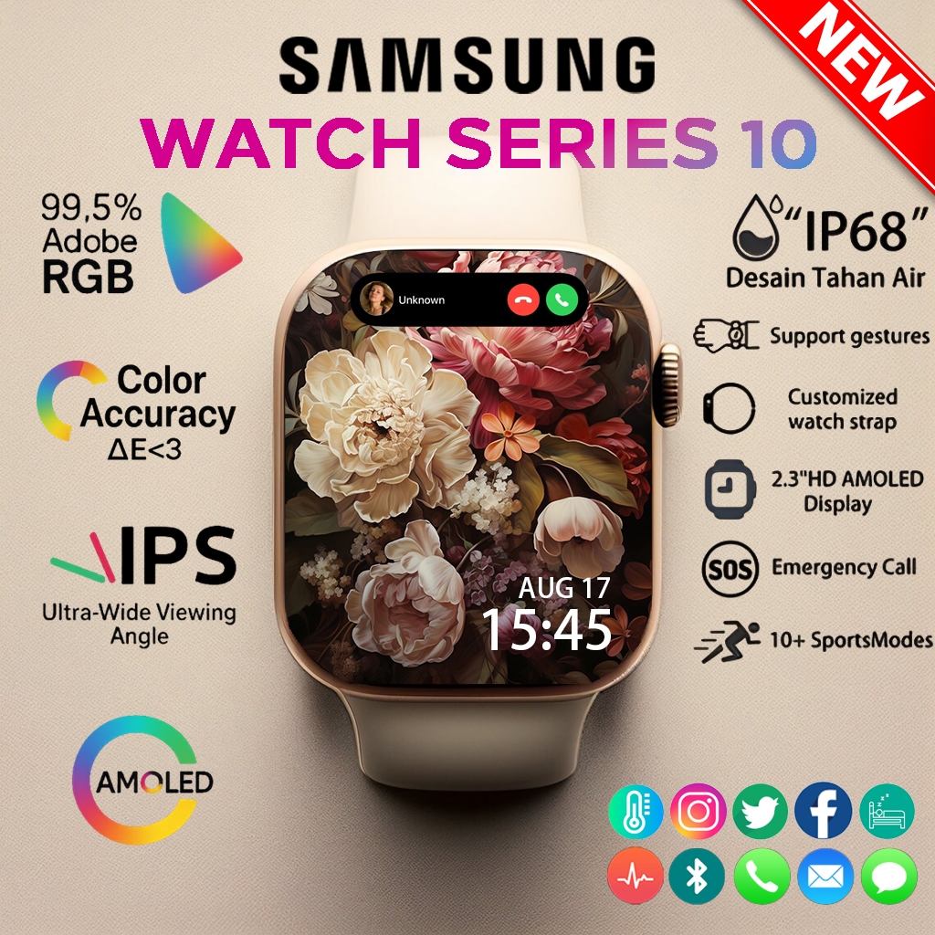 Samsung SmartWatch Series 10 Smart Watch AMOLED HD Display GPS NFC Waterproof Bluetooth Call Smartwa
