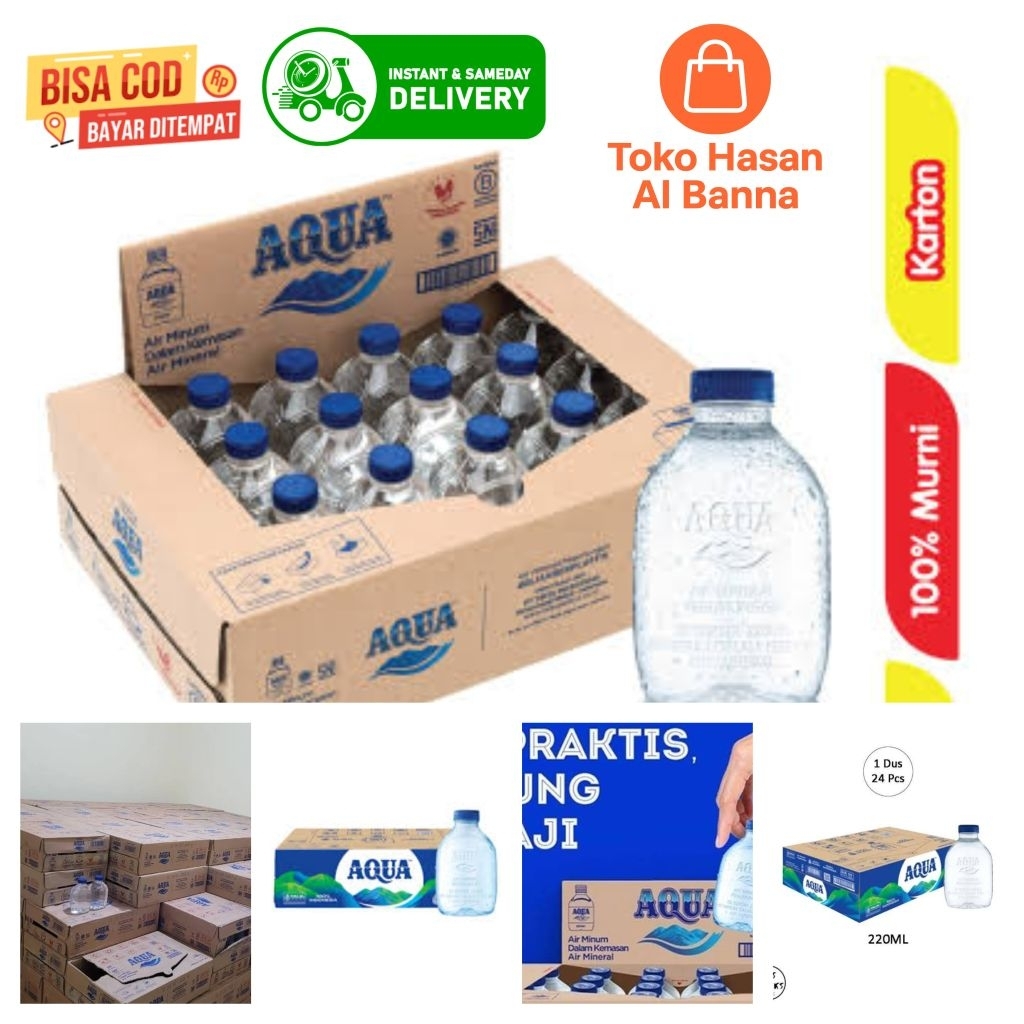

AQUA Air Mineral Botol 220ml – 1 Dus Isi 24 Botol | Stok Baru | Expired Lama | Kirim Gudang Toko Hasan Al Banna