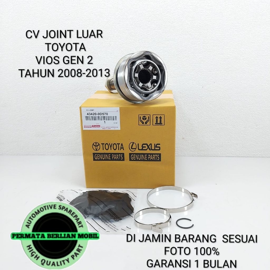 CV JOINT/CV JOINT LUAR TOYOTA VIOS GEN 2 (THN 2008-2013) ASLI GARANSI 1BULAN