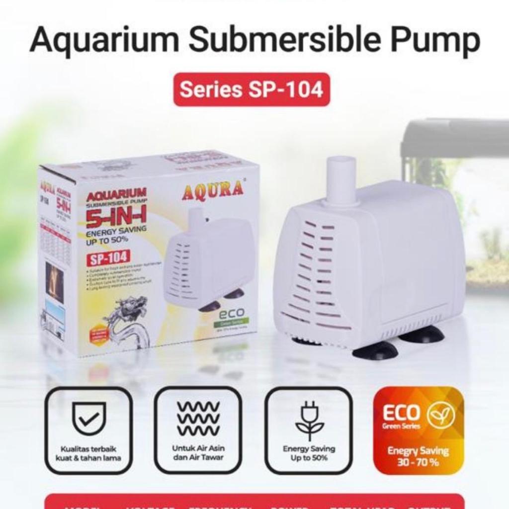 AQURA Pompa Air Celup Aquarium AQURA SP 104 SP104 23 watt putih