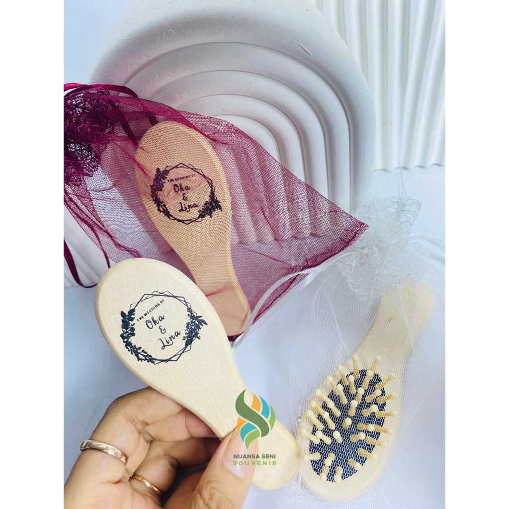 Sisir Rustic Kayu Putih Wooden Comb Souvenir Hampers Aqiqah Sisir Hotel Unik Aesthetic Sablon
