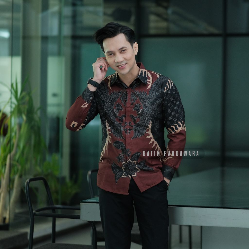 Baju Batik Pria Lengan Panjang cendrawasih Slimfit Modern Bahan Adem premium Kondangan 2025