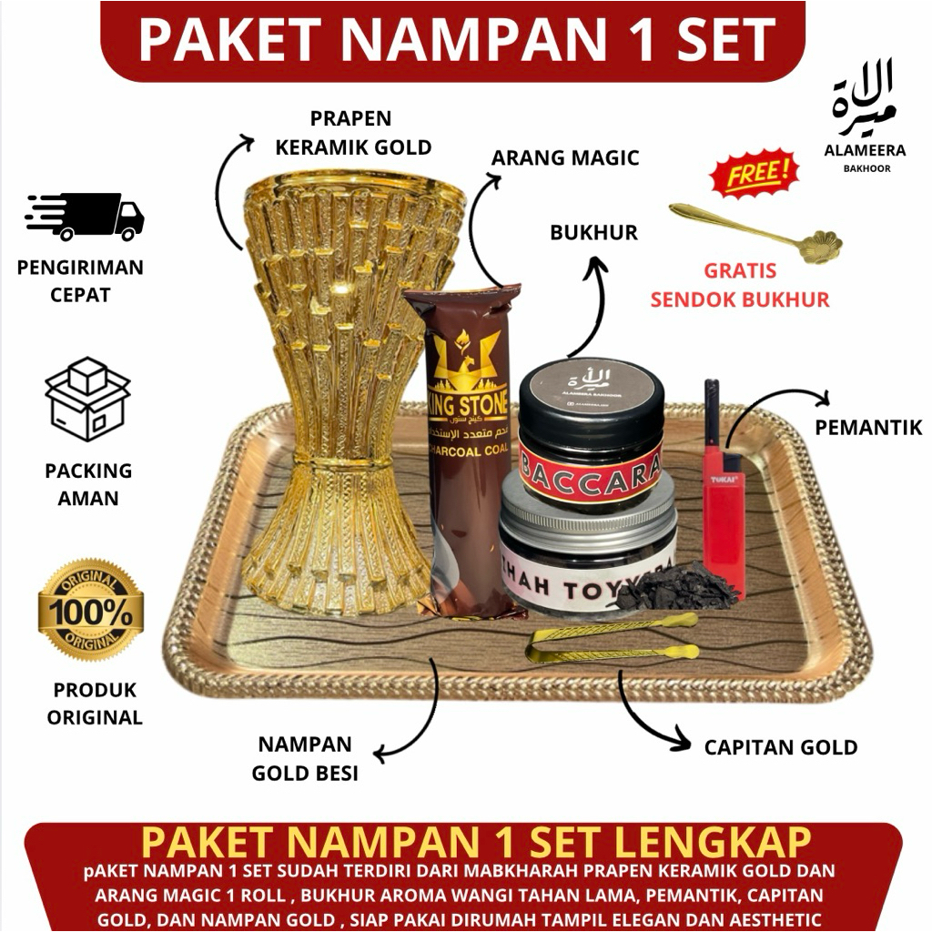 Bukhur Paket Nampan 1 Set Bukhur Aroma Wangi Tahan Lama Arang Magic Dupa Arab