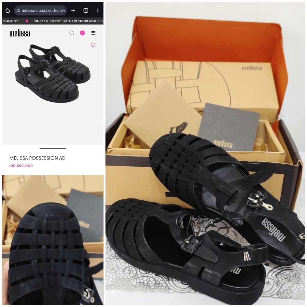 MELISSA POSSESSION VELVET AD BLACK  |  Sepatu Sandal Melissa