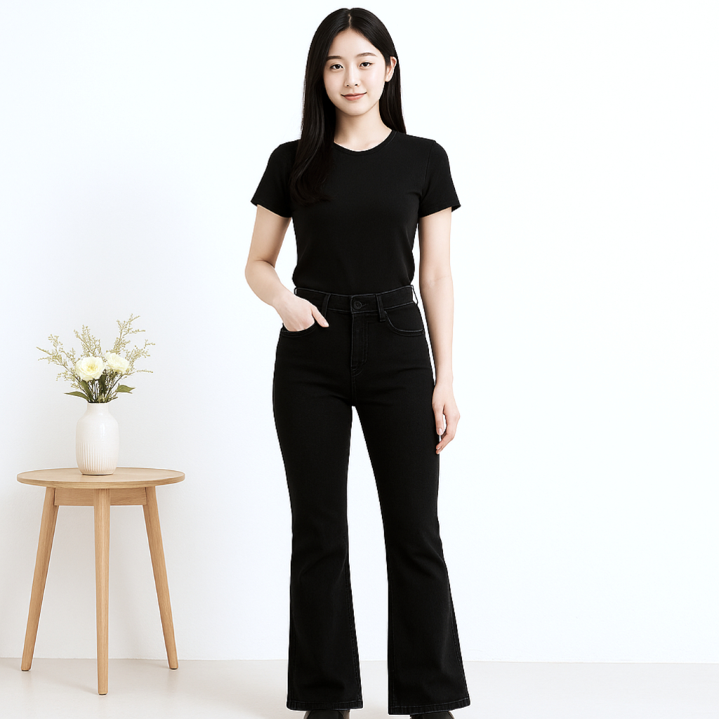 Celana Jeans Cutbray Highwaist Wanita Korea Style