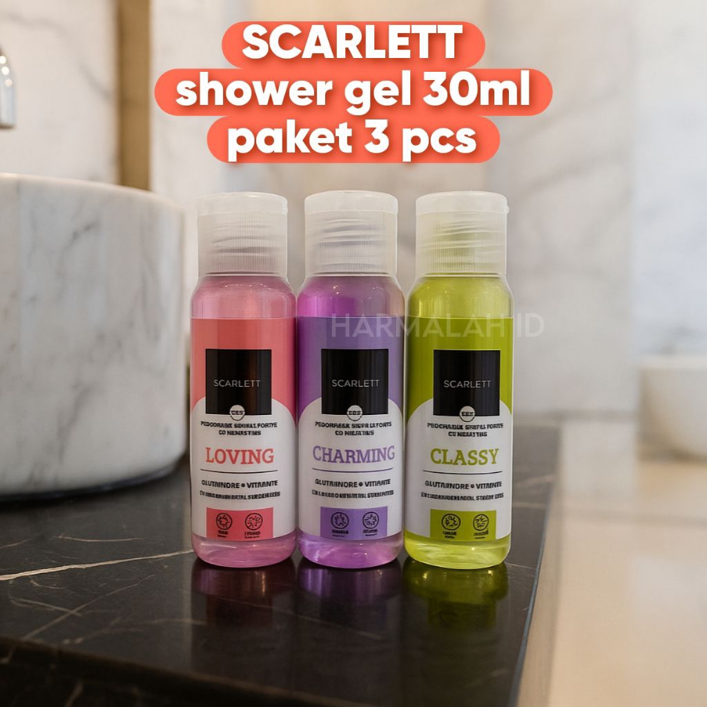 Scarlett Shower Gel paket 3 Pcs Sabun Mandi Cair Brightening Body Wash